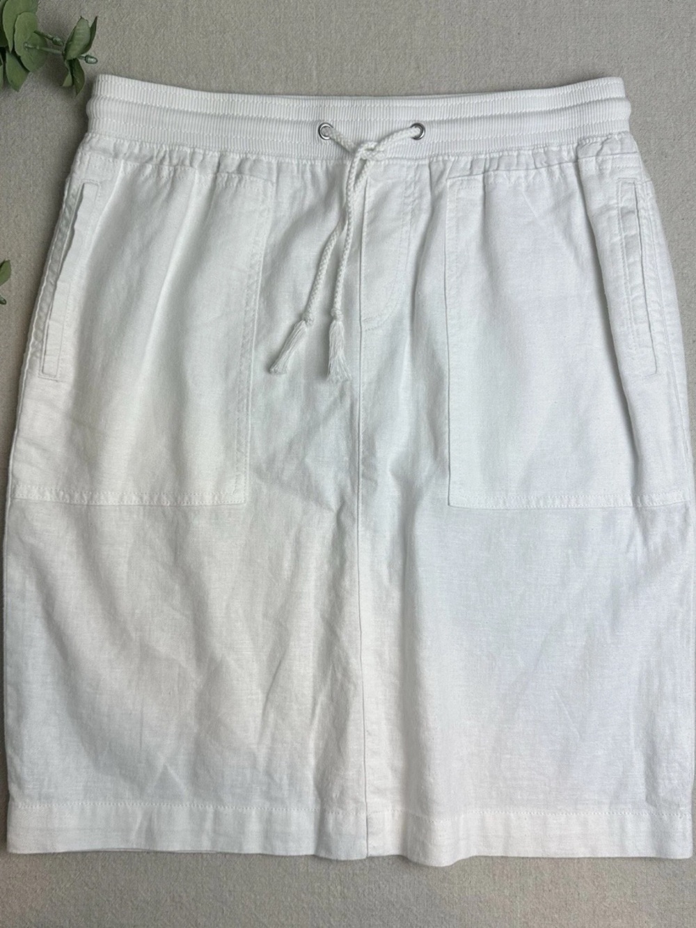 Marks and Spencer Flax Linen Blend Skirt White Patch Pockets